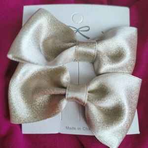 Elegant Gold Bow Hair Clips for Kids